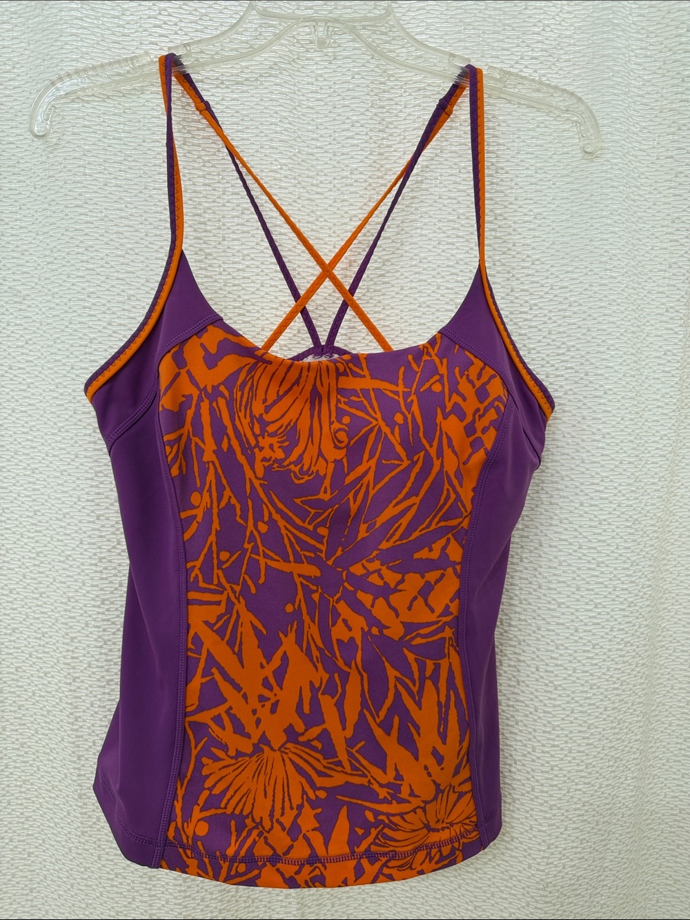 Lands' End Purple and Orange Floral Strappy Camisole or Tankini Top